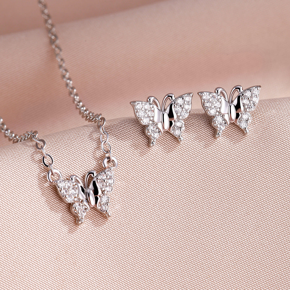 RAKOL Amazon Jewelry Set Copper Inlaid Zircon Rabbit Two-Piece Set Necklace Studs Amazon Classic Accessories for Women