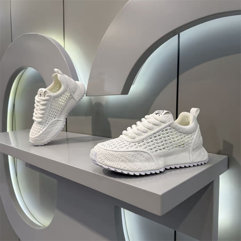 Tecidos sapatos casuais 2025 nova malha chinesa confortável sapatos de pai trabalho de negócios namoro deslocamento ultraleve sapatos de tabuleiro para homens