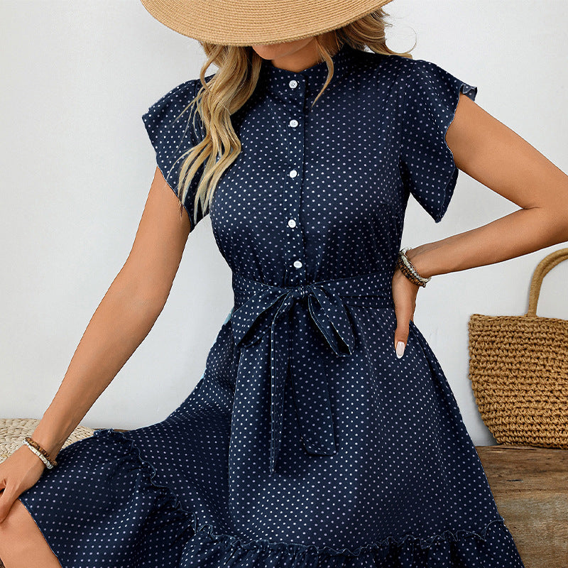 Ruizhen 2025 Polka Dot Ruffle A-Line Vacation Dress