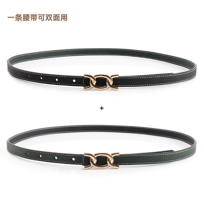 New alloy twist buckle women's belt versatile dress jeans belt women's double-sided 1.4 wide thin women's belt