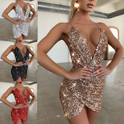 2026 Amazon New European and American Style Women's Sundress Fashion Tight Sequin Sexy Dress Dress 661