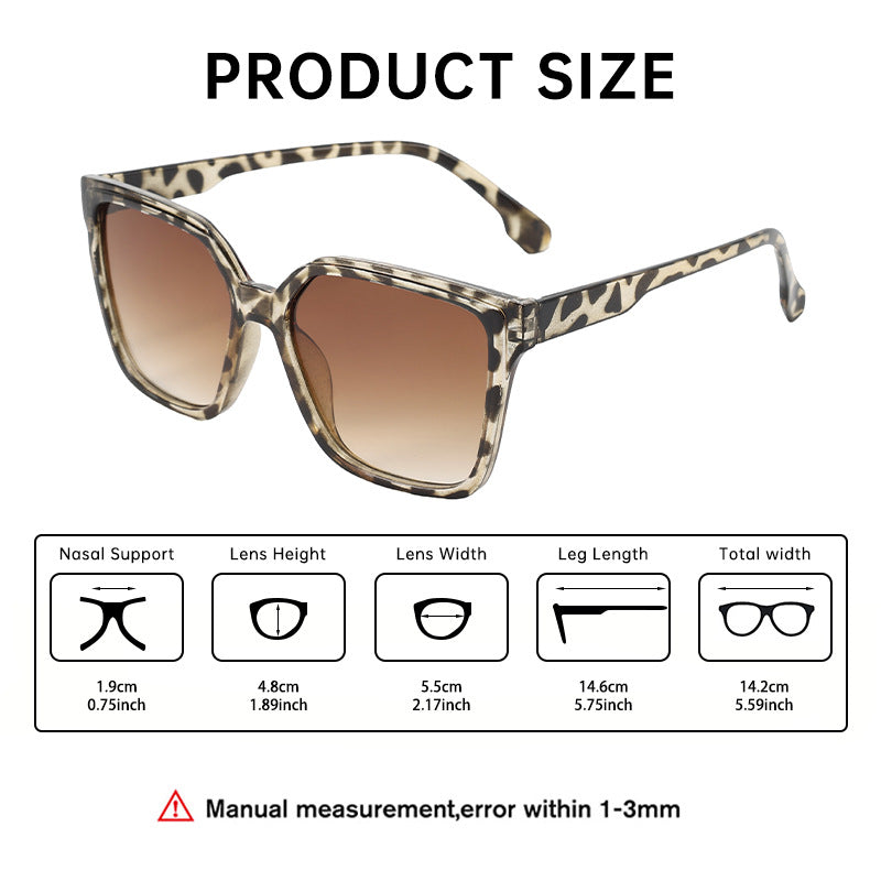Square leopard print sunglasses for women, premium feel, 2025 new European and American sunglasses, UV400 sunscreen retro sunglasses