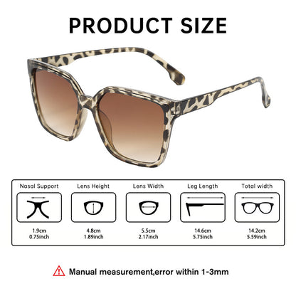 Square leopard print sunglasses for women, premium feel, 2025 new European and American sunglasses, UV400 sunscreen retro sunglasses