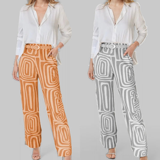 Conjunto de senhora casual de primavera para mulher, modelo 2026, com camisa, calças e modelagem larga, ideal para viagens internacionais entre a Europa e os Estados Unidos. Novo modelo europeu e americano.