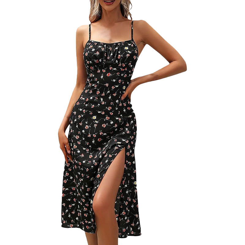 2026 spring-spring new cross-border Amazon European and American fashion elegant sexy slim print slip dress