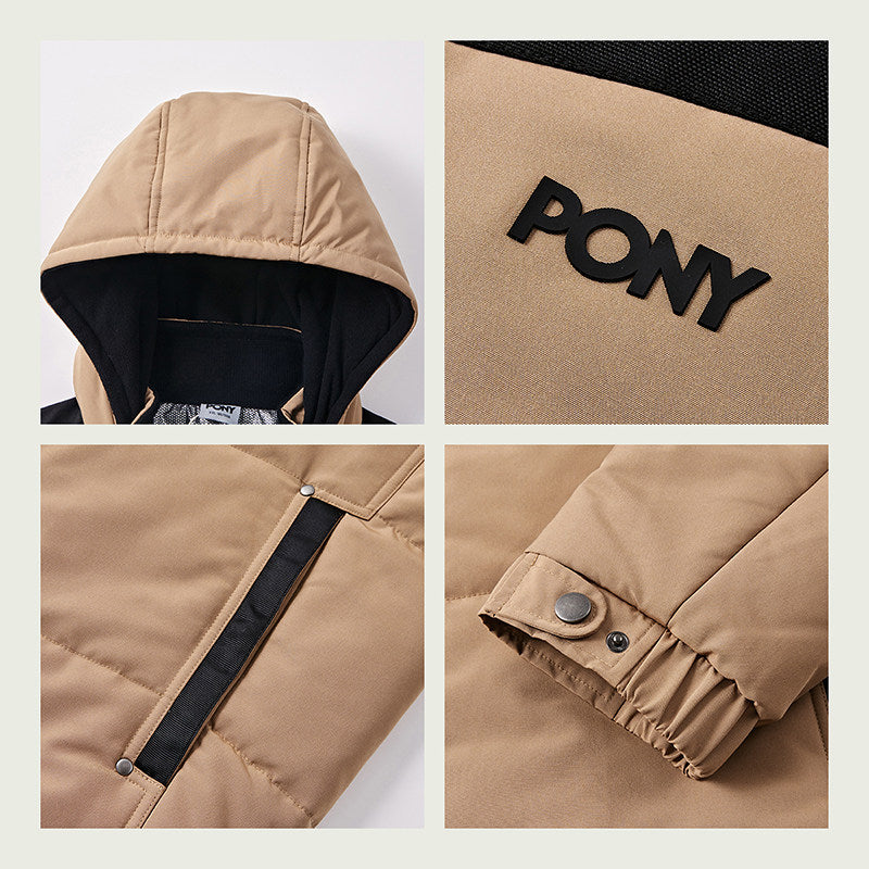 PONY autumn new men's and women's wear-resistant water-repellent warm outdoor sports woven cotton suit 243U2NC51KK