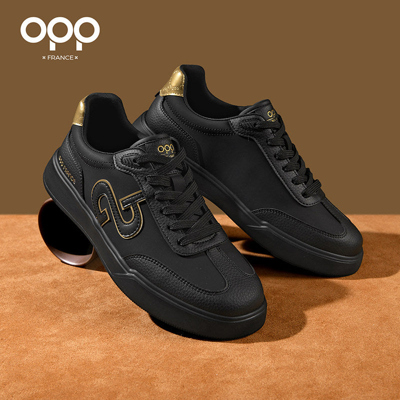 OPP men's shoes spring 2026 new light luxury high-end leather outdoor sports leisure low-top small whiteboard shoes for men