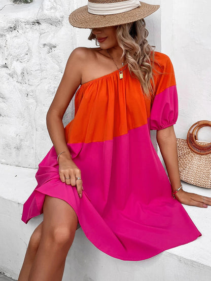 Verão Contrast Resort Dress 2025 - Short Sleeve A-Line
