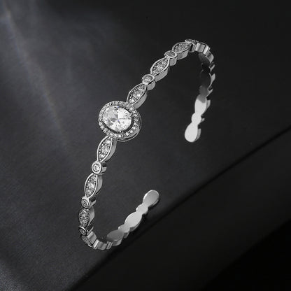 RAKOL Cross-border New Elegant Light Luxury Geometric Oval Zircon Bracelet Exquisite Versatile Open Ring Bracelet
