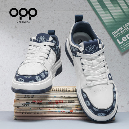 OPP men's shoes spring 2026 new popular thick-soled versatile high-end ruffian handsome leather casual sneakerboard shoes