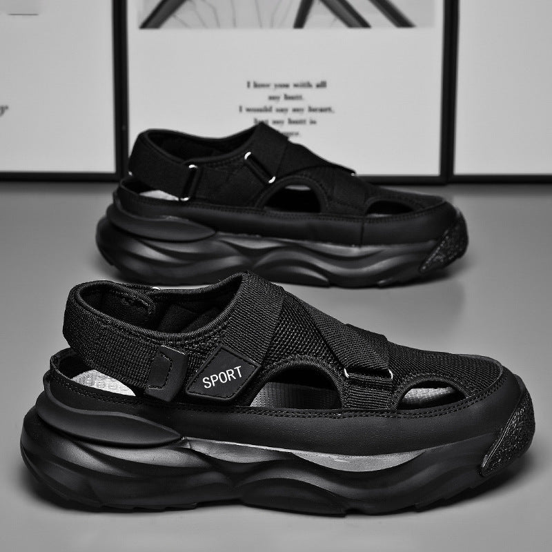 Plus size cross-border men's sandals casual versatile sandals teenagers breathable trend cut-out cool velcro sandals