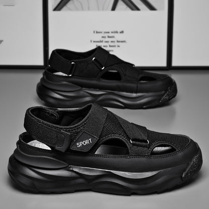 Plus size cross-border men's sandals casual versatile sandals teenagers breathable trend cut-out cool velcro sandals