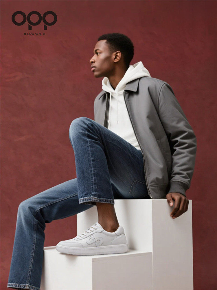 OPP men's shoes, spring white shoes, low-top lace-up leather, solid color, high-end luxury, light luxury, versatile athleisure board shoes