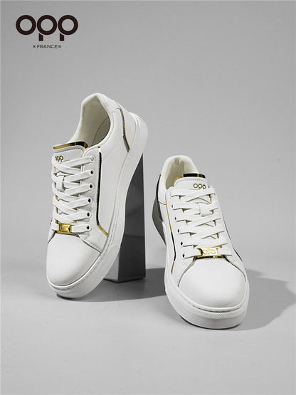 OPP white shoes spring men's light luxury luxury casual versatile sports high-end leather low-top lightweight board shoes
