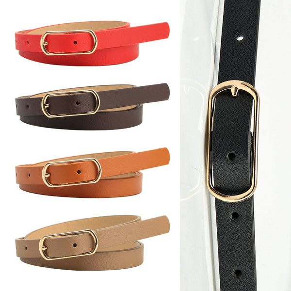 Simple and versatile multi-colored women's thin belt new fresh and sweet dress decorated with oval buckle PU belt in stock