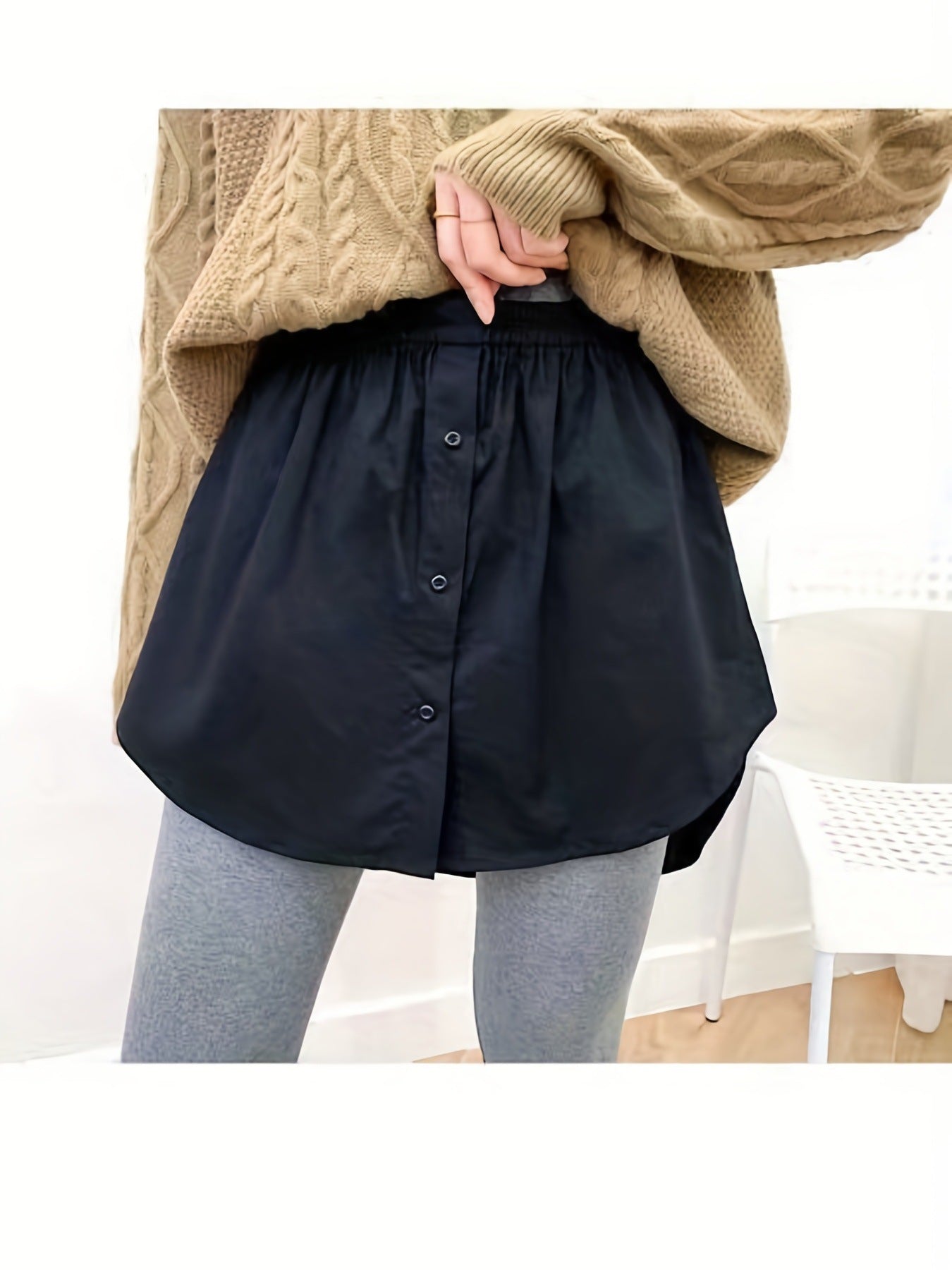 Cross-border, European, American, and Southeast Asian women's sweatshirts, base skirts, autumn and winter hems, butt curtains, layered with half-high waists