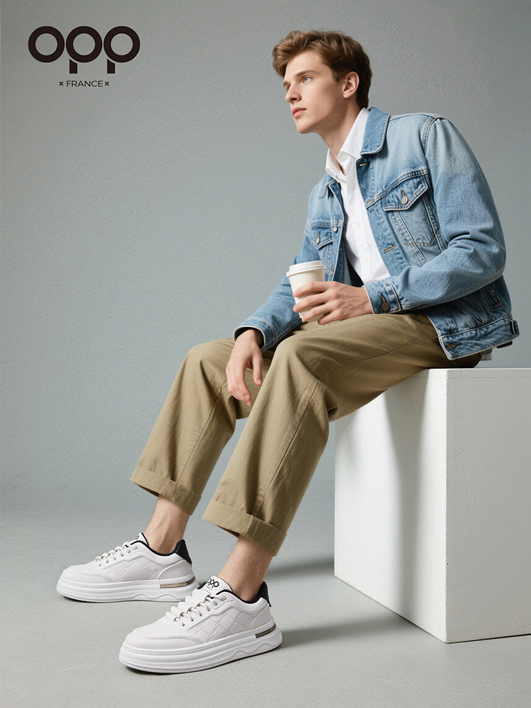 Ténis OPP primavera 2026 para homem, novo modelo em pele leve de luxo, casual sofisticado e versátil, ténis de cano baixo retro para skate.