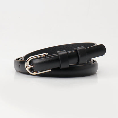 Korean version of the belt, women's versatile decoration, thin jeans, with a fashionable sense of luxury, simple style, alloy pin buckle, student belt