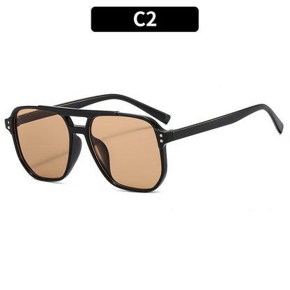 New cross-border double beam aviator sunglasses European and American same men's driving sunglasses high-end trend women's sunglasses