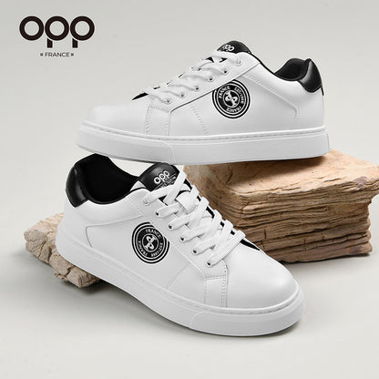 OPP men's shoes, spring white shoes, light luxury, versatile, high-end, low-top men's athleisure soft-soled leather board shoes