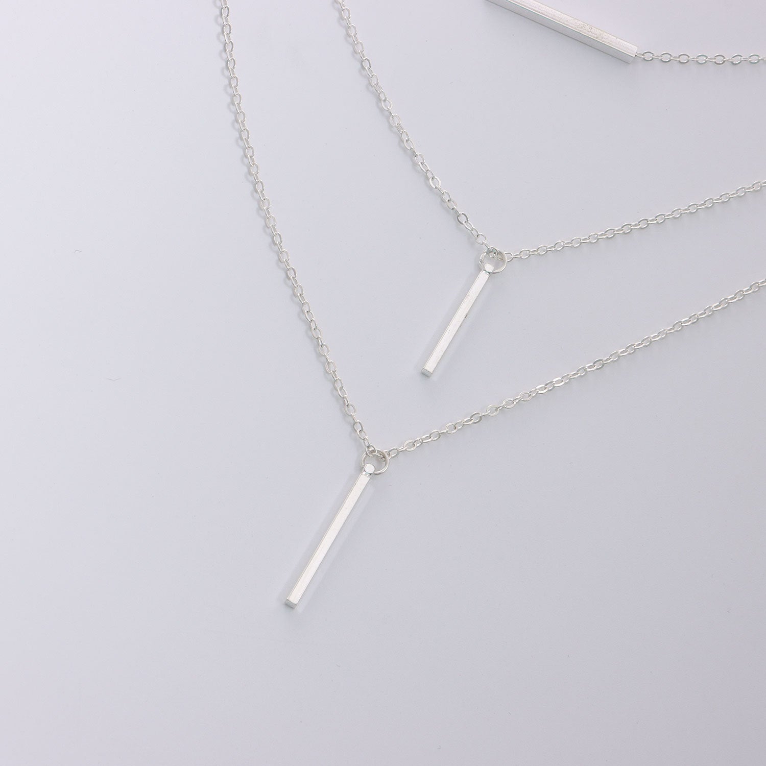 European and American cross-border jewelry, multi-layered geometric horizontal bars, several rods, pendants, necklaces, women's punk, popular fashion necklaces