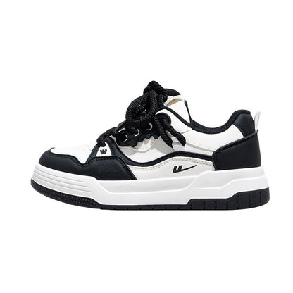 Pullback fashion versatile board shoes, black and white trendy design platform student shoes, four-season breathable casual shoes, women's shoes
