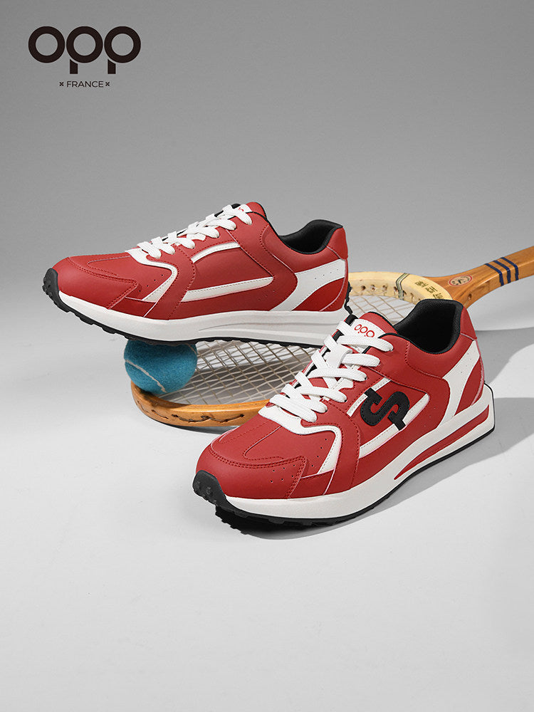 OPP men's shoes spring 2026 new high-end and versatile leather sneakers outdoor leisure running Forrest Gump shoes