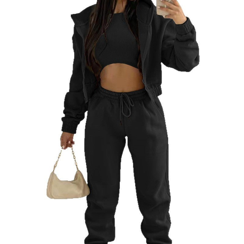 2026 European and American clothing Amazon fleece sweatshirt hooded sports fashion sweatshirt spring wear women's set of clothing