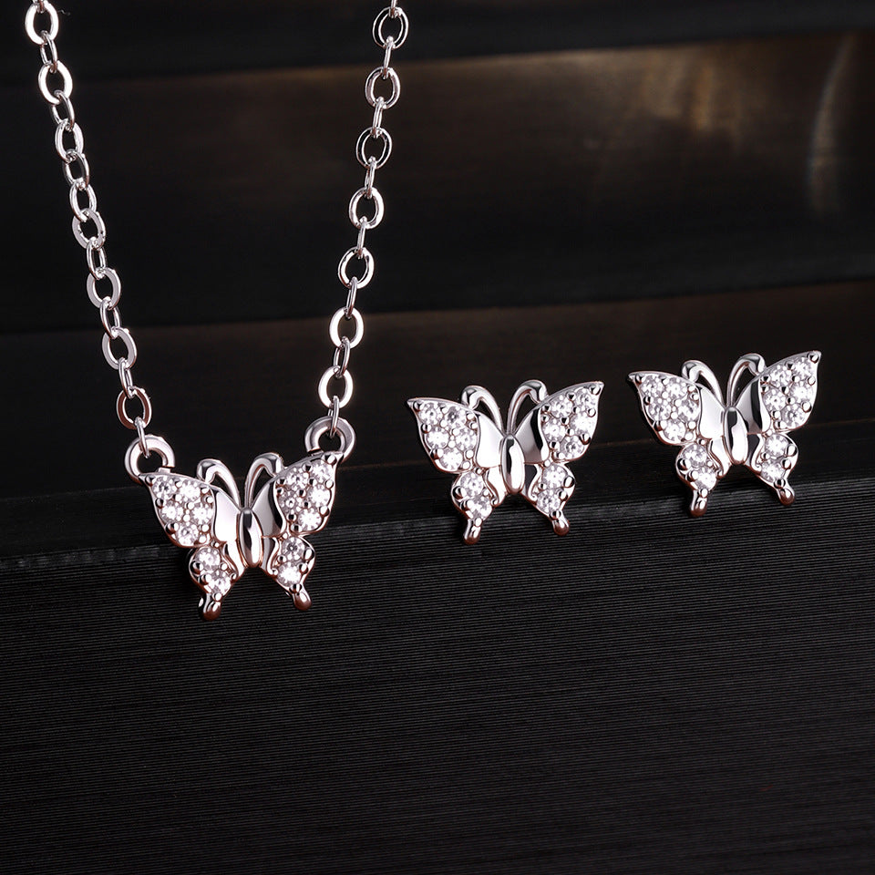 RAKOL Amazon Jewelry Set Copper Inlaid Zircon Rabbit Two-Piece Set Necklace Studs Amazon Classic Accessories for Women