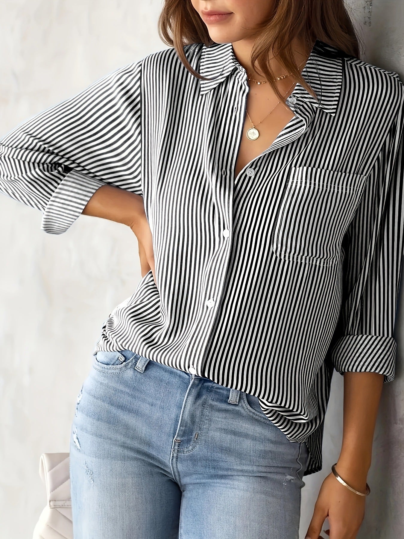 amazon foreign trade european and american women's clothing wishaliexpress ebay top loose casual long-sleeved shirt women