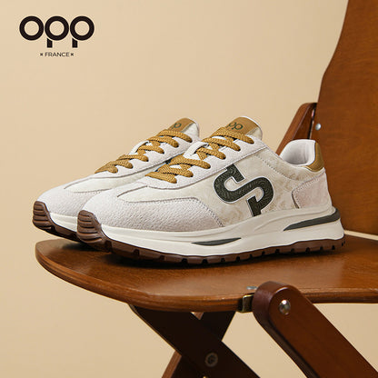 OPP men's shoes 2026 new spring platform versatile retro trend sports soft sole casual leather Forrest Gump shoes for men