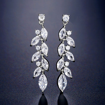 RAKOL European and American retro simple long fringed earrings feminine temperament light luxury slightly zircon bridal wedding earrings