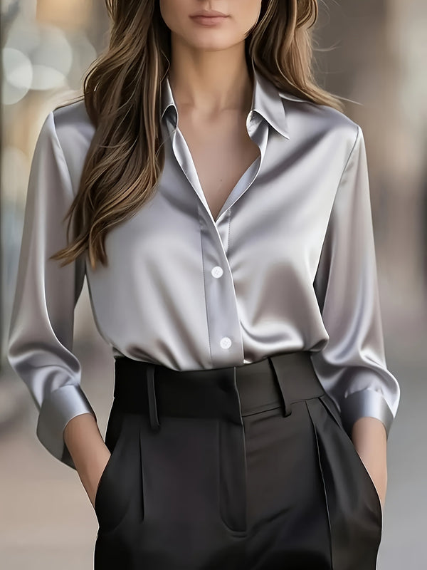Amazon popular women's shirt, simple and fashionable business office long-sleeved shirt, elegant temperament, casual