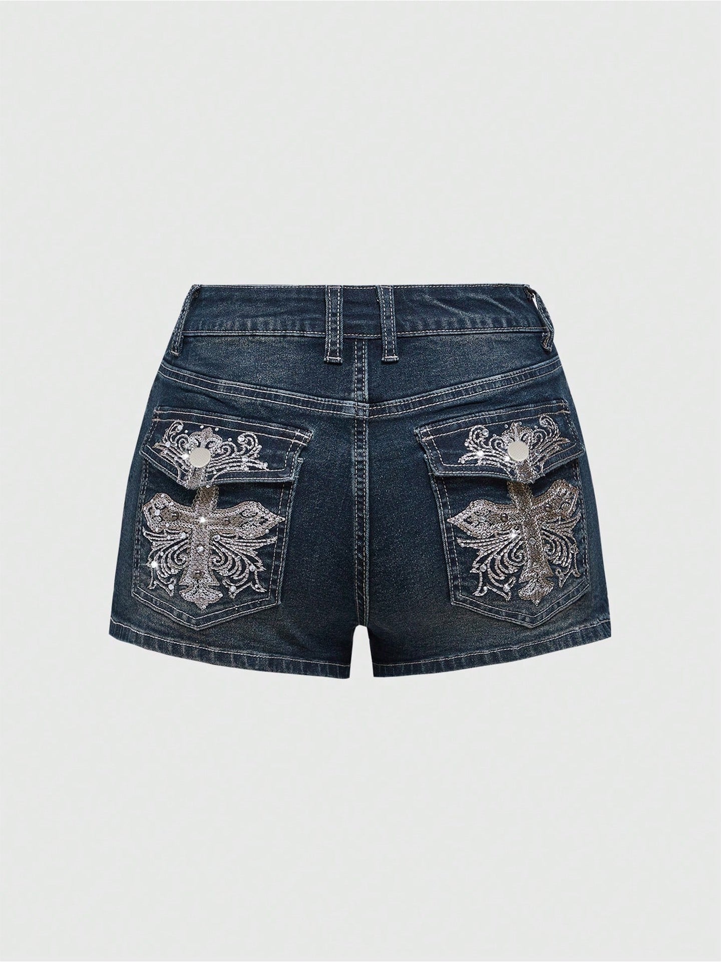 High-waisted slimming denim shorts, women's heavy industry embroidered nail beads, A-line hot girl style, new fashionable and versatile pants in summer