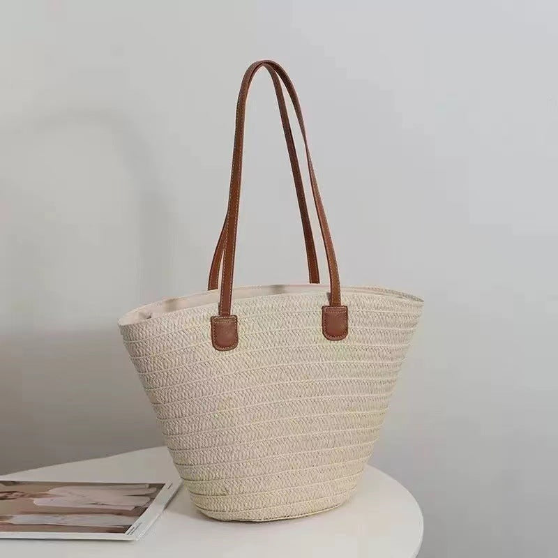 Cross-border women's bag 2024 new women's bag European and American fashion beach bag straw bag simple shoulder bag cross-border one