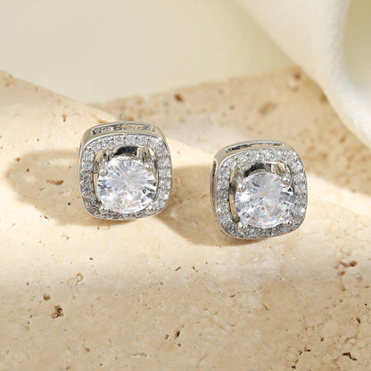 RAKOL European and American cross-border square high-quality zircon fashion commuter earrings for women, light luxury, niche, and indifferent style in stock