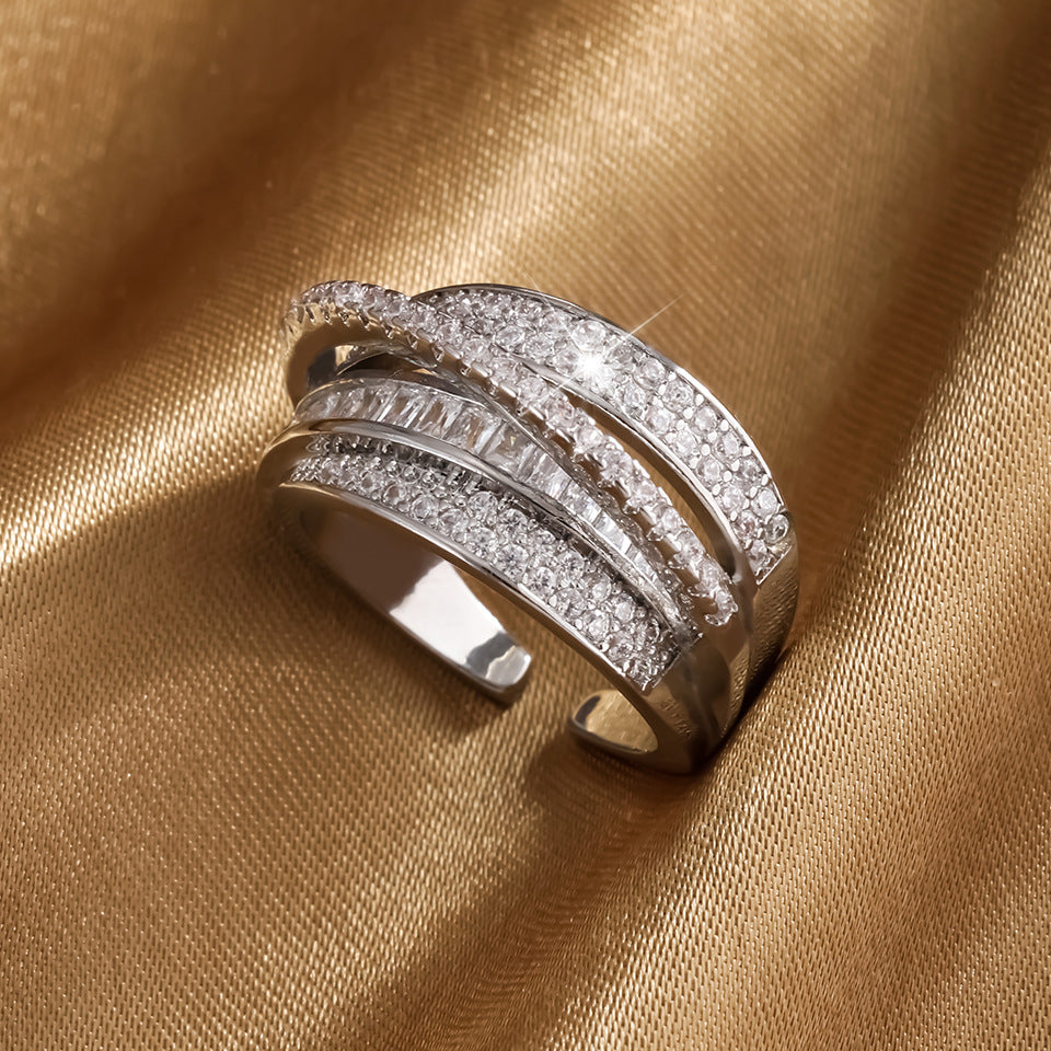 RAKOL best-selling Meteor AAA Zircon, exquisite and sophisticated layered light luxury niche rings for men and women, factory shipment