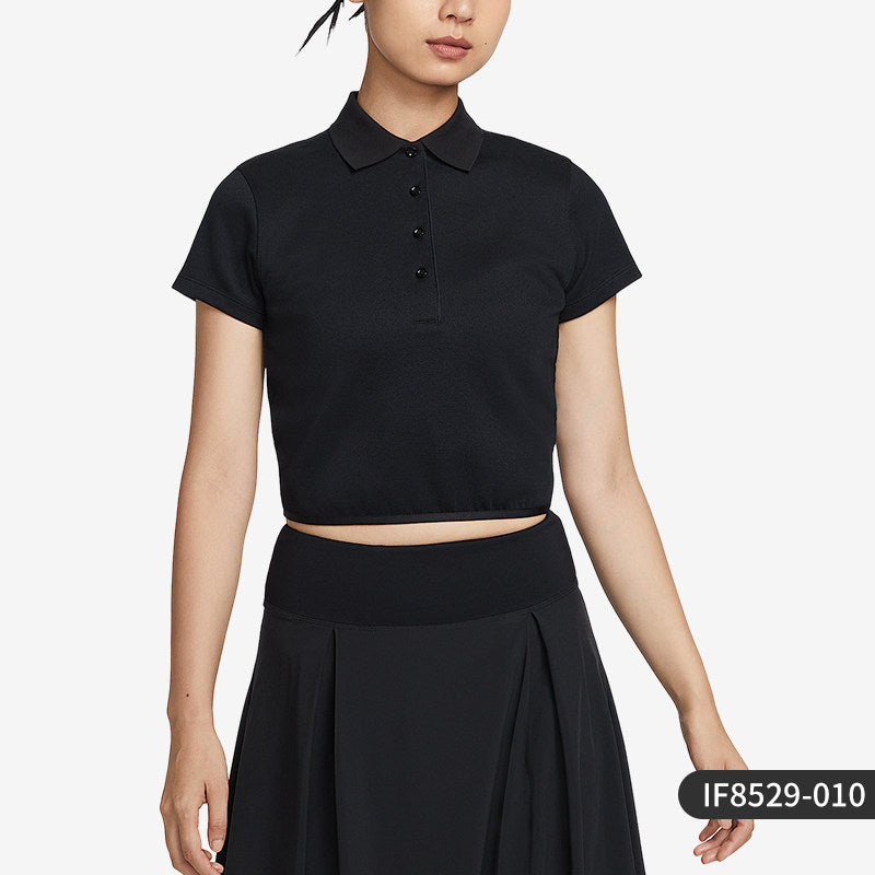 Camisola de golfe Nike Genuine 2025 para mulher, modelo IF8529-214, com lapela, respirável e manga curta.