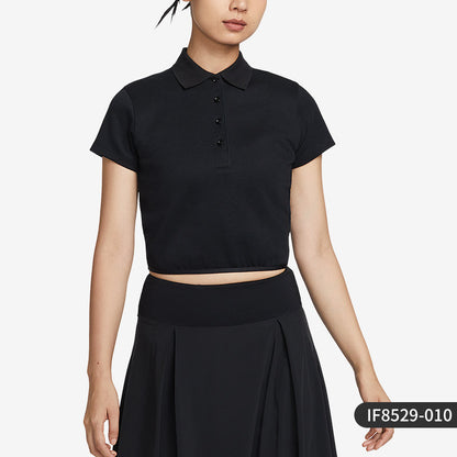 Camisola de golfe Nike Genuine 2025 para mulher, modelo IF8529-214, com lapela, respirável e manga curta.