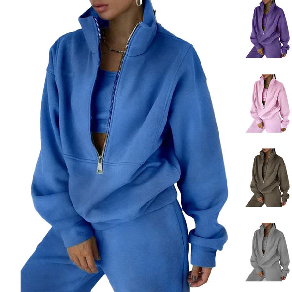 2026 spring new European and American cross-border women's two-piece ins sweatshirt fleece fashion casual sports suit | Ciaura