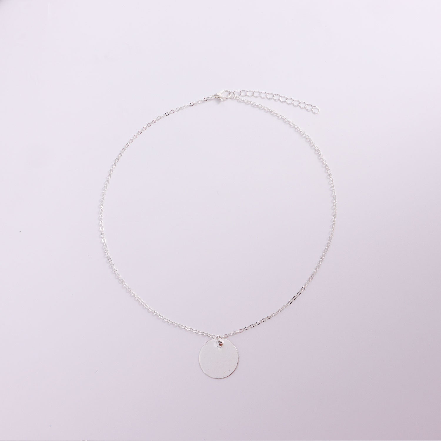 European and American cross-border jewelry Simple geometric glossy disc pendant necklace women's popular geometric temperament fashion necklace