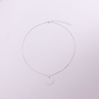 European and American cross-border jewelry Simple geometric glossy disc pendant necklace women's popular geometric temperament fashion necklace