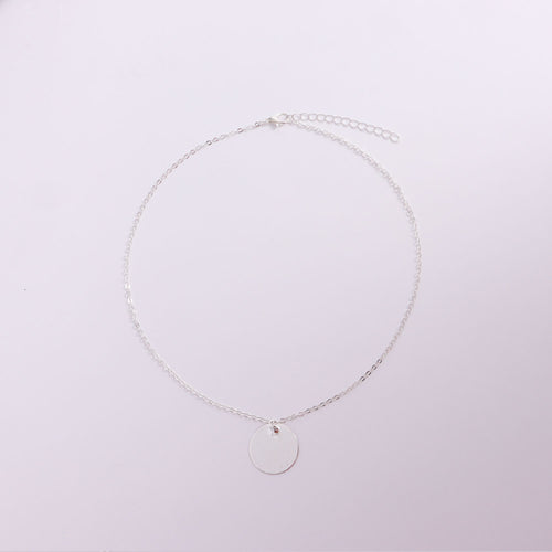 European and American cross-border jewelry Simple geometric glossy disc pendant necklace women's popular geometric temperament fashion necklace