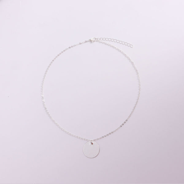 European and American cross-border jewelry Simple geometric glossy disc pendant necklace women's popular geometric temperament fashion necklace