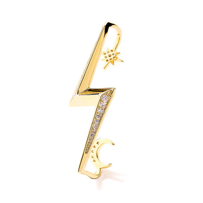 Geometric long oval hollowed out large earrings, European and American export style, fashionable copper zircon single earrings