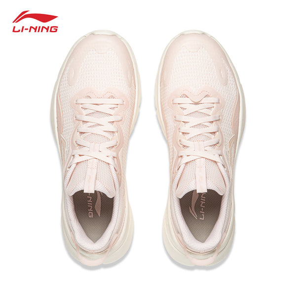 Li-Ning sports shoes for women, versatile casual shoes, Lingyue pink women's trendy white sneakers, lightweight and breathable running shoes