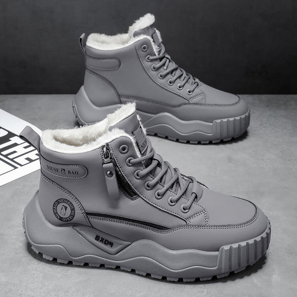 2025 Autumn/Winter New Men's Winter Thick-Soled Men's Shoes, Fleece-Lined Thickened Warm Cotton Shoes, Northeast Cold-Resistant Mid-Top Men's Boots