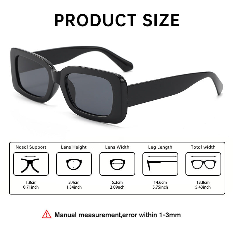 European and American small square frame sunglasses for men and women, new retro classic sunglasses, simple wide-leg sunglasses, UV protection