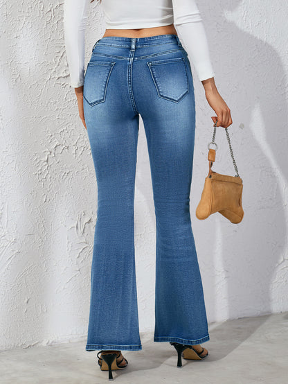 European and American foreign trade cross-border women's clothing stretchy fashion simple design sense slim fit bootcut jeans WOMEN JEANS
