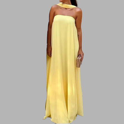 2026 spring new Amazon European and American cross-border temperament women's collage breast wrap sexy party dress company